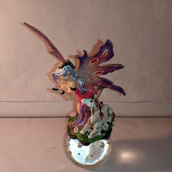 PURPLE FAIRY WITH WINGSSIDE BY SIDE WITH A WHITE UNICORN PAPER WEIGHT - Picture 5 of 8